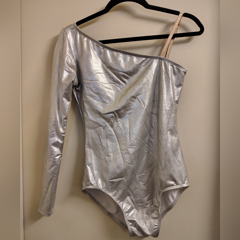 Silver One-Shoulder Leotard